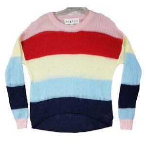 Hiatus Sweater Womens Sz XS Knit Multi Color Stripes Colorblock Slouchy Comfy